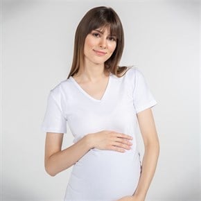 Hamile T-Shirt V Yaka Antonia Beyaz