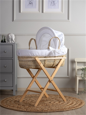 Hasır Sepet Seti Düz Ayaklı Beyaz 85 cm