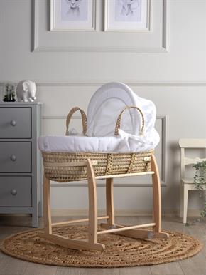 Hasır Sepet Seti - Sallanır Ayaklı - Beyaz - 85 Cm