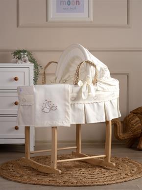 Hasır Sepet Seti - Sallanır Ayaklı - Luna Elegant - Ekru - 85 Cm