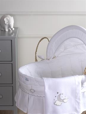 Hasır Sepet Seti - Sallanır Ayaklı - Luna Chic - Beyaz - 85 Cm