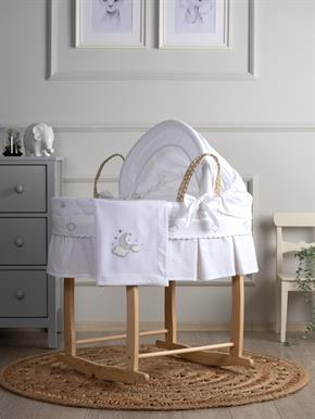 Hasır Sepet Seti - Sallanır Ayaklı - Luna Chic - Beyaz - 85 Cm