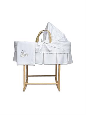 Hasır Sepet Seti - Sallanır Ayaklı - Luna Chic - Beyaz - 85 Cm