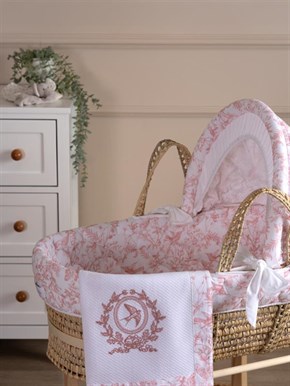 Moses Basket Textile Set Hummingbird Pink 85 cm