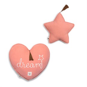 Muslin Decorative Pillow Set - Coral - Light Pink