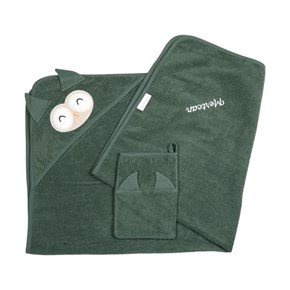 Üçgen Başlıklı Bebek Havlu Seti Bath Time Yeşil 90 x 90 cm