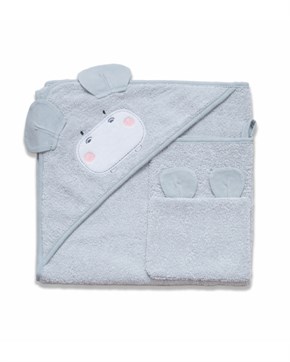 Üçgen Başlıklı Bebek Havlu Seti Bath Time Gri 90 x 90 cm