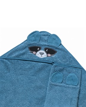 Üçgen Başlıklı Bebek Havlu Seti Bath Time Mavi 90 x 90 cm