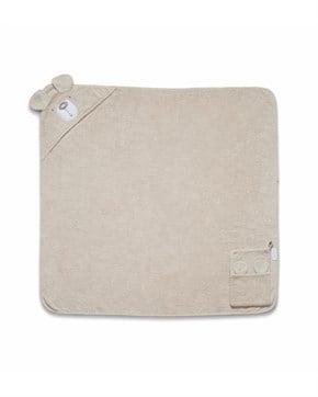 Üçgen Başlıklı Bebek Havlu Seti Bath Time Bej 90 x 90 cm