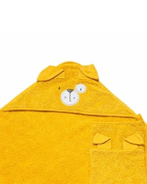 Üçgen Başlıklı Bebek Havlu Seti Bath Time Sarı 90 x 90 cm