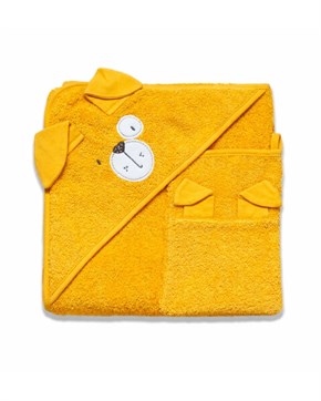 Üçgen Başlıklı Bebek Havlu Seti Bath Time Sarı 90 x 90 cm