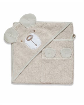 Üçgen Başlıklı Bebek Havlu Seti Bath Time Bej 90 x 90 cm