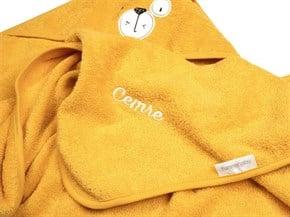 Üçgen Başlıklı Bebek Havlu Seti Bath Time Sarı 90 x 90 cm