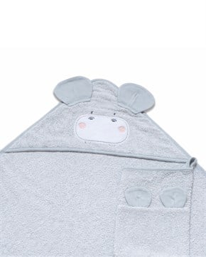 Üçgen Başlıklı Bebek Havlu Seti Bath Time Gri 90 x 90 cm