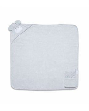 Üçgen Başlıklı Bebek Havlu Seti Bath Time Gri 90 x 90 cm