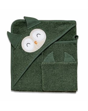 Üçgen Başlıklı Bebek Havlu Seti Bath Time Yeşil 90 x 90 cm