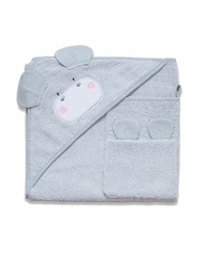Üçgen Başlıklı Bebek Havlu Seti Bath Time Gri 90 x 90 cm