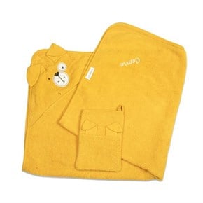 Üçgen Başlıklı Bebek Havlu Seti Bath Time Sarı 90 x 90 cm