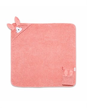 Üçgen Başlıklı Bebek Havlu Seti Bath Time Yavruağızı 90 x 90 cm