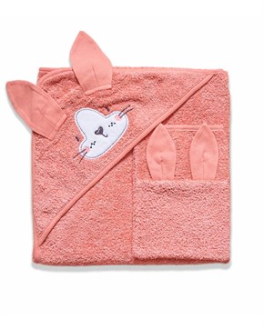 Üçgen Başlıklı Bebek Havlu Seti Bath Time Yavruağızı 90 x 90 cm