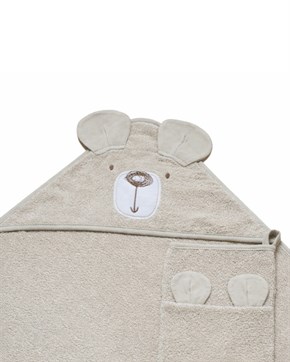 Üçgen Başlıklı Bebek Havlu Seti Bath Time Bej 90 x 90 cm