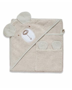 Üçgen Başlıklı Bebek Havlu Seti Bath Time Bej 90 x 90 cm
