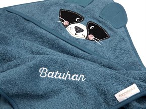 Üçgen Başlıklı Bebek Havlu Seti Bath Time Mavi 90 x 90 cm