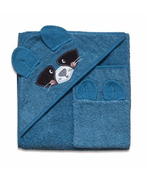 Üçgen Başlıklı Bebek Havlu Seti Bath Time Mavi 90 x 90 cm