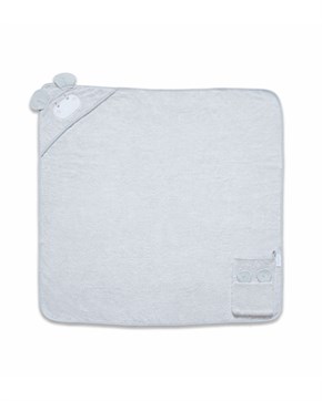 Üçgen Başlıklı Bebek Havlu Seti Bath Time Gri 90 x 90 cm