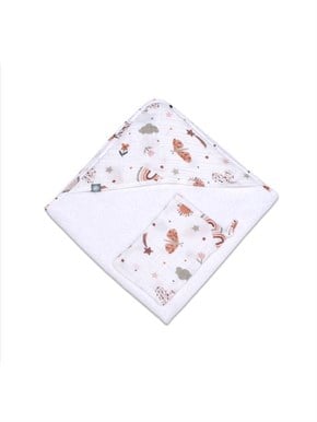 Üçgen Başlıklı Bebek Havlu Seti Sunny Bej 75 x 75 cm