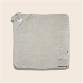 Üçgen Başlıklı Havlu + Kese - Bath Time - Bej - 90 X 90 Cm