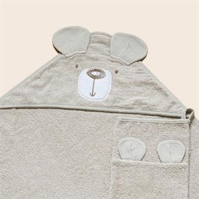 Üçgen Başlıklı Havlu + Kese - Bath Time - Bej - 90 X 90 Cm