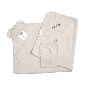 Üçgen Başlıklı Havlu + Kese - Bath Time - Bej - 90 X 90 Cm