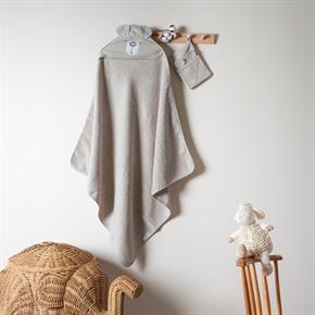 Üçgen Başlıklı Havlu + Kese - Bath Time - Bej - 90 X 90 Cm