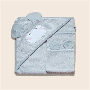 Üçgen Başlıklı Havlu + Kese - Bath Time - Gri - 90 X 90 Cm