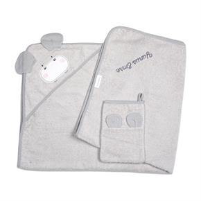 Üçgen Başlıklı Havlu + Kese - Bath Time - Gri - 90 X 90 Cm