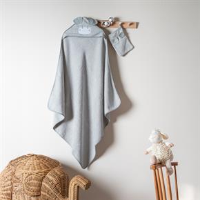 Üçgen Başlıklı Havlu + Kese - Bath Time - Gri - 90 X 90 Cm