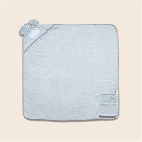 Üçgen Başlıklı Havlu + Kese - Bath Time - Gri - 90 X 90 Cm