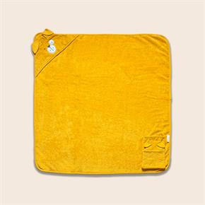 Üçgen Başlıklı Havlu + Kese - Bath Time - Sarı - 90 X 90 Cm