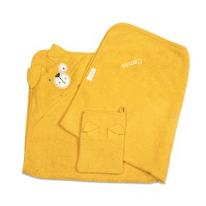 Üçgen Başlıklı Havlu + Kese - Bath Time - Sarı - 90 X 90 Cm