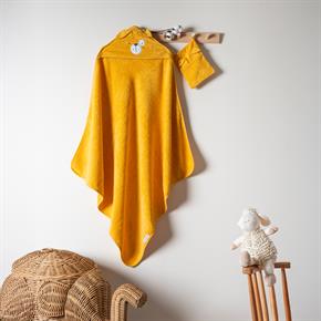 Üçgen Başlıklı Havlu + Kese - Bath Time - Sarı - 90 X 90 Cm