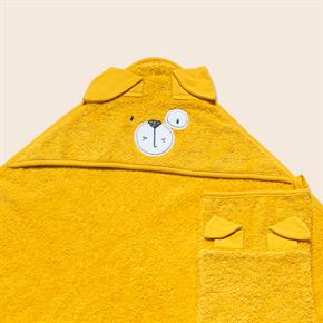 Üçgen Başlıklı Havlu + Kese - Bath Time - Sarı - 90 X 90 Cm