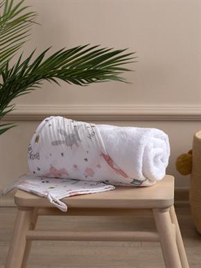 Üçgen Başlıklı Havlu + Kese - Rabbit - Pembe - 75 X 75 Cm