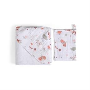 Üçgen Başlıklı Havlu + Kese - Sunny - Bej - 75 X 75 Cm