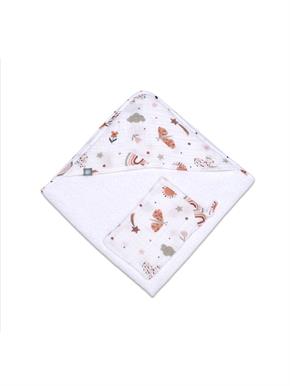 Üçgen Başlıklı Havlu + Kese - Sunny - Bej - 75 X 75 Cm