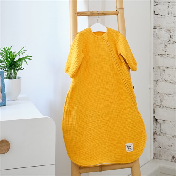Muslin Uyku Tulumu - Kollu - Marigold - Hardal - 70 Cm