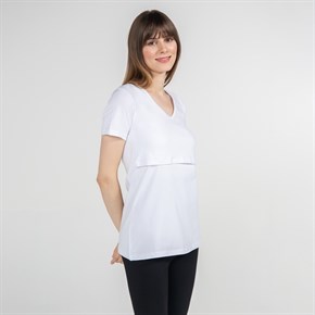 Basic V-Yaka - Emzirme T-Shirt - Beyaz