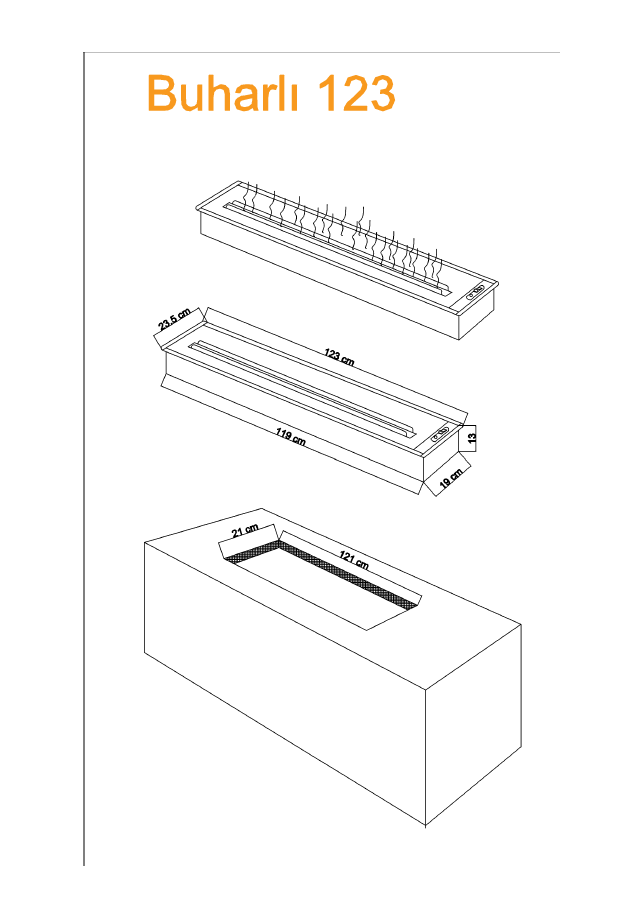 Eco 3D Water Vapor Fireplace - 70 Cm - 9 Size