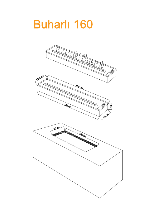 Eco 3D Water Vapor Fireplace - 70 Cm - 9 Size