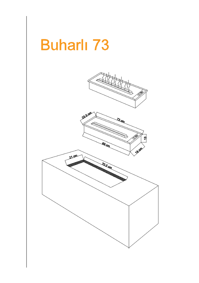 Eco 3D Water Vapor Fireplace - 70 Cm - 9 Size